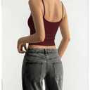 RoseSeek Women's Striped Tank Top Y2K Crop Tops Spaghetti Strap Cami Tops (Red, L)