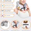 Rechargeable Heated Neck Pillow with Massage, 5000mAh Cordless Neck Heating Pad for Neck Pain, 3-Level Vibration Massage, 104-140 Adjustable Temp, 30/45/60Mins Timer, Type-C Cable & Storage Bag