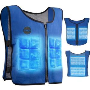 NEWGO Cooling Vest for Men& Women,Adjustable& Lightweight ice Jacket, 4 PCS Ice Packs, Ice Shirt for Motorcyle, Fishing, Cycling, Outdoor Working