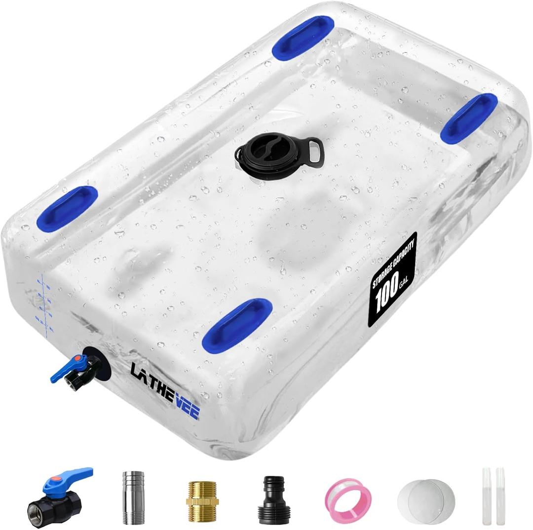 Water Storage Bladder, 25/50/100 Gallon Portable Water Tank, Collapsible Water Storage Containers with Spigot, Large Capacity Water Bag for Emergency Water