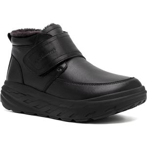 OrthoComfoot Women's Orthopedic Wide Leather Winter Ankle Boots: Comfortable Diabetic Arch Support Dress Shoes for Plantar Fasciitis, Casual Hook and Loop Walking Shoes for Foot and Heel Pain