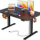 Huuger 47 X 24 Inch Electric Standing Desk with Power Outlets and USB-C Port, Height Adjustable Desk, Sit Stand Desk for Home Office, Computer & Gaming Desk with 4 Presets, Stable Steel Frame, Black