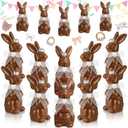 15 Pcs Easter Tree Ornaments 3.9 Inch 3D Chocolate Bunny Easter Tree Decorations Brown Plastic Rabbit Hanging Ornament Spring Rabbit Ball Decorations for Home Basket Filler Party Favors Gifts