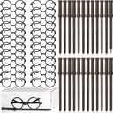 72 Pcs Wand Pencils and Glasses Wizard Halloween Party Favors, Including 24 Wizard Wand Pencils and 24 Plastic Costume Glasses Frame with 24 Storage Bags for Kids Theme Party Supplies