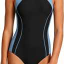Idgreatim 9-16Y Teen Girls Athletic One Piece Swimsuit Racerback Modest Bathing Suit with Detachable Padded Size: 13-14 Years