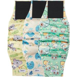 Washable Dog Diapers Male Large, Premium Belly Bands for Male Dogs Reusable, Pack of 3, High Absorbing Large Puppy Diapers Male in Incontinence or Excitable Urination and Training(L)