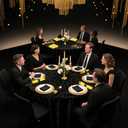 50 Pcs Pre-rolled Halloween Plastic Silverware Set Gold Disposable Plastic Cutlery Set with 50 Black and Gold Napkins, Knives, Forks and Spoons for Business Meeting Halloween Anniversary Party