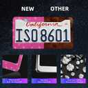 25PCS Bling Car Car Accessories Set,15 Inch Steering Wheel Cover,Shiny License Plate Frame,Center Console Cover and Rearview Mirror Set and Other Car Accessories(Rose Pink)