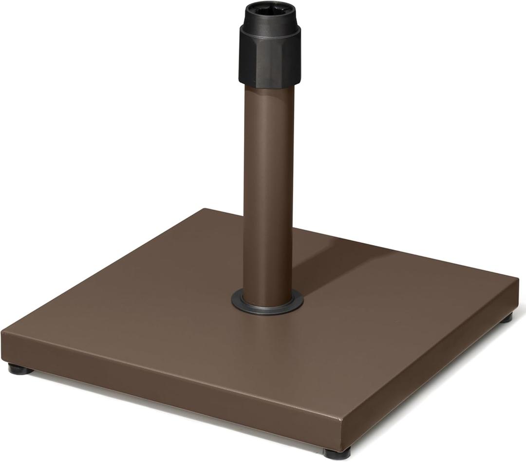 45lbs Patio Umbrella Base - Heavy Duty Outdoor Patio Market Umbrella Stand for Deck, Poolside, Balcony, Wind-Resistant Design, Brown