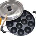 Non Stick Appam Maker 12 Cavity Appam Patra Pan with 2 Side Handle And Stainless Steel Lid