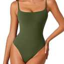 Women's Sexy One Piece Bathing Suit Swimsuit High Cut Leg Cheeky Coverage, Adjustable Thin Strap, Size -S