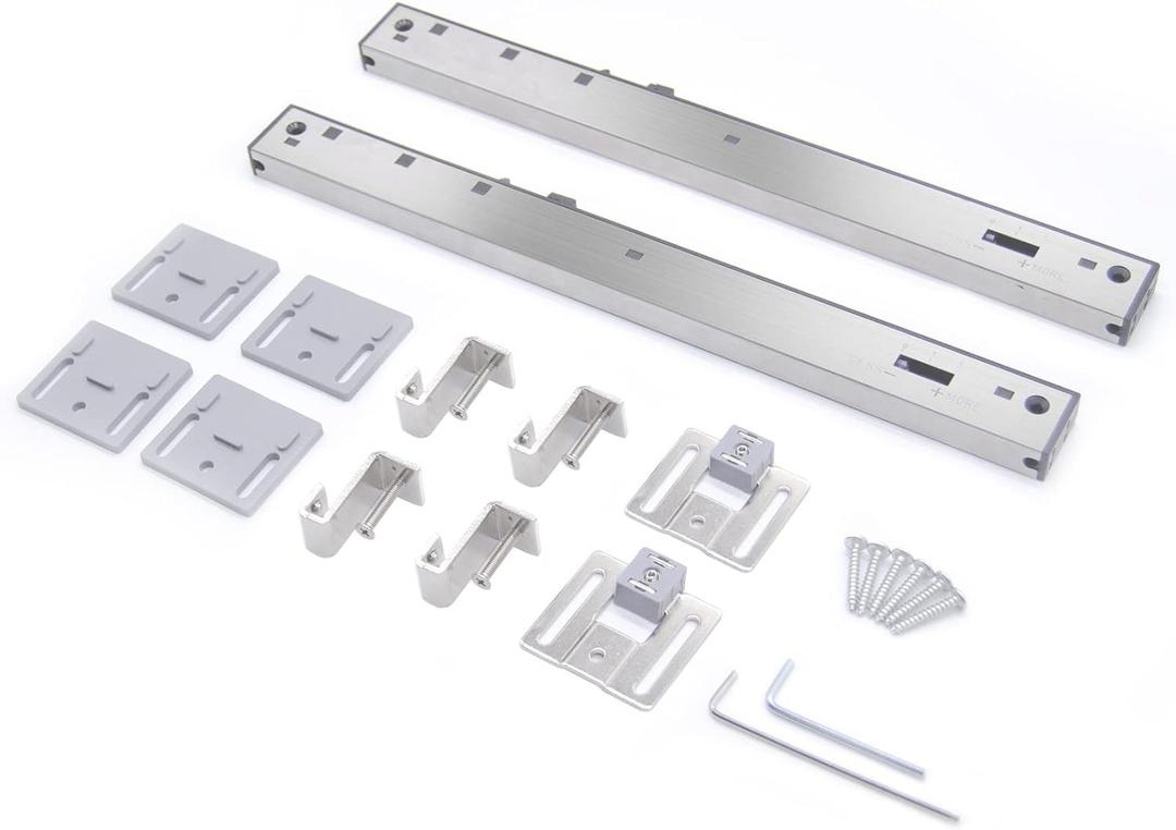 2PCS Stainless Steel Barn Door Soft Close Mechanism, Adjustable Tension Spring Buffer Damper, Hole-Free/Drilling Perfect for Silver Flat Track for Door Weight 77-132 Pounds with Actuator Spacers