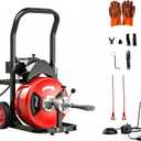 Garvee 100Ft 3/4 Inch Drain Cleaning Machine. Sewer Snake 750w Auto Feed