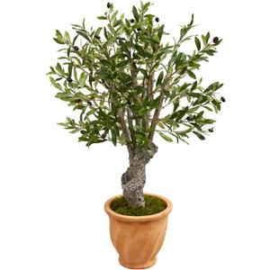 Nearly Natural 3ft. Olive Artificial Tree in Terracotta Planter