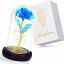 Childom Valentines Gifts for Her,Birthday Gifts for Women,Valentines Day Flowers Gifts for Mom,Women,Her,Wife,Grandma,Light Up Rose in Glass Dome,Colorful Blue Mothers Day Flowers for Delivery
