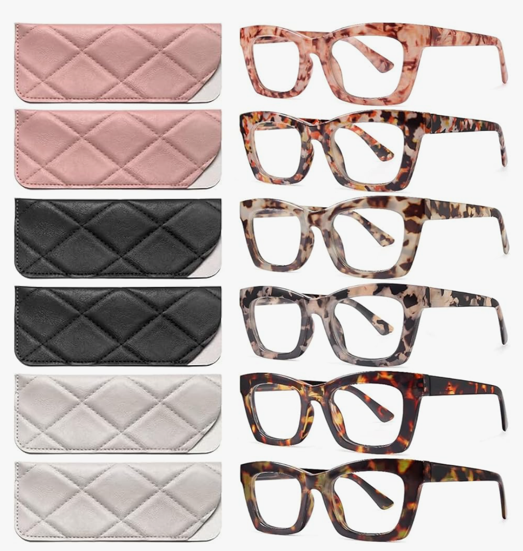 CCVOO 6 Pack Oprah Reading Glasses for Women, Eyeglasses, Blue Light Readers for Women, Computer Eye Glasses, Cheaters, +1.75