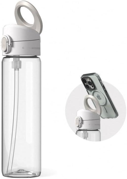 RhinoShield AquaStand Magnetic Bottle 27 oz | Tritan Water Bottle with Straw Lid, Sport Bottle with MagSafe Compatible Handle, Tripod with Adjustable Angles, Leak Proof, Lightweight - Crystal Clear