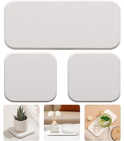 3PCS Water Absorbing Diatomaceous Earth Tray for Sink, Fast Drying Soap & 
3PCS Water Absorbing Diatomaceous Earth Tray for Sink, Fast Drying Soap & Toothbrush Holders for Bathroom Counter, 1 Stone Tray, 2 Stone Coasters