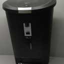 simplehuman 50 Liter / 13 Gallon Semi-Round Kitchen Step Trash Can with Secure Slide Lock, Black Plastic