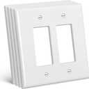 CML Oversized 2-Gang Wall Plate, 4 Pack Double Outlet Cover, Jumbo Electrical Receptacle and Switch Covers, Over-Size 5.31” x 5.5”, Impact Resistant, White, ETL Listed