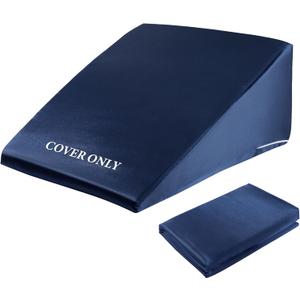 HOMBYS Satin Bed Wedge Pillow Cover Silky & Smooth Wedge Pillowcase 1 Pack 24x24x8, Soft & Breathable, Removable & Machine Washable-Zipper Design (Pillow Not Include),(Navy Blue, 24"x24"x8")