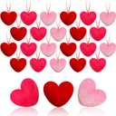 12 PCS Valentines Hearts Ornaments Velvet Fabric Heart Shape Hanging for Valentines Tree Anniversary Wedding Party DIY Crafts Decoration