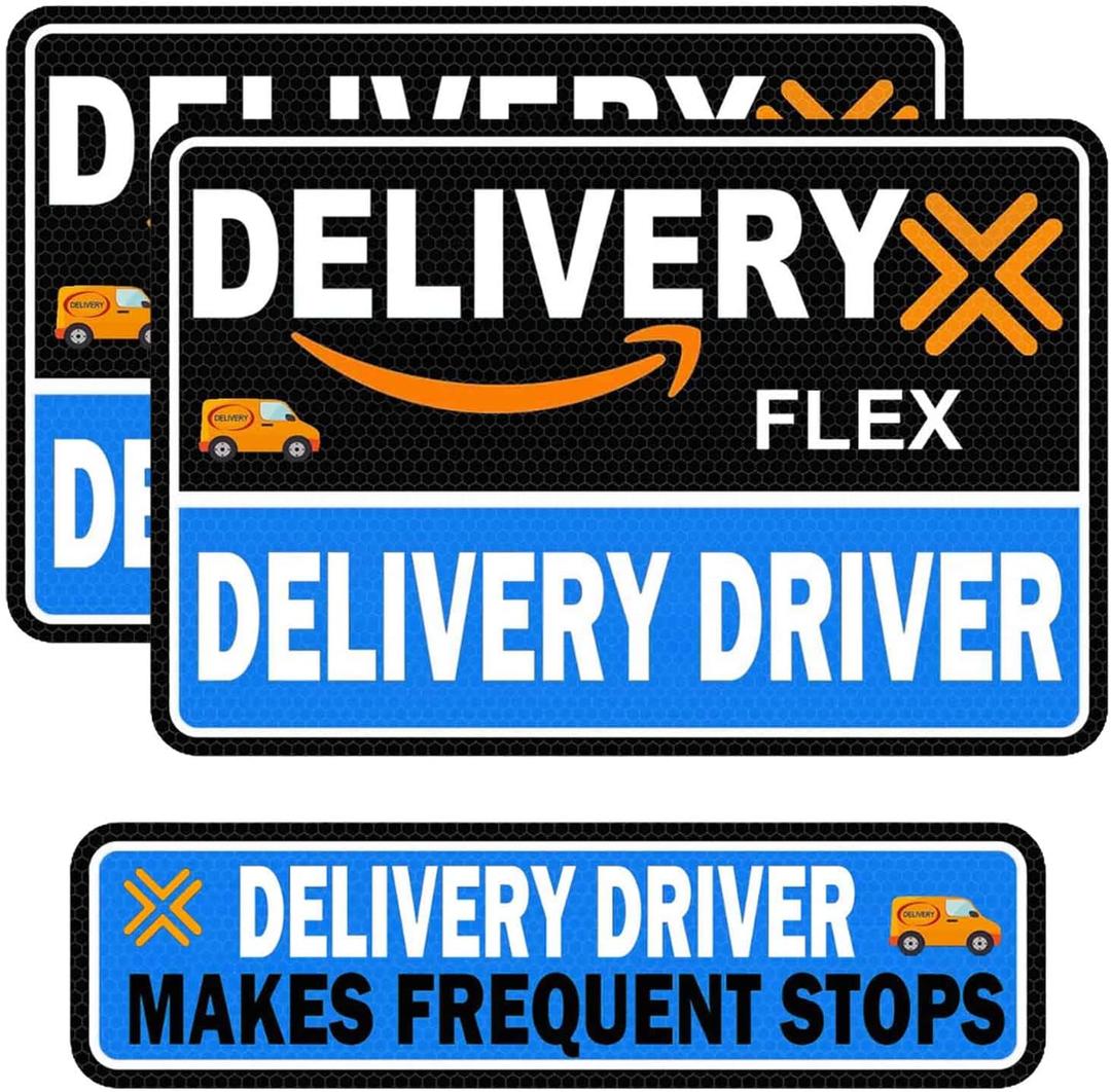 Flex Delivery Driver Car Magnet, 3PCS Frequent Stops Removable Set, Delivery Vehicle Magnet Car Door and Bumper Sign, High Reflective Waterproof Weather-Resistant
