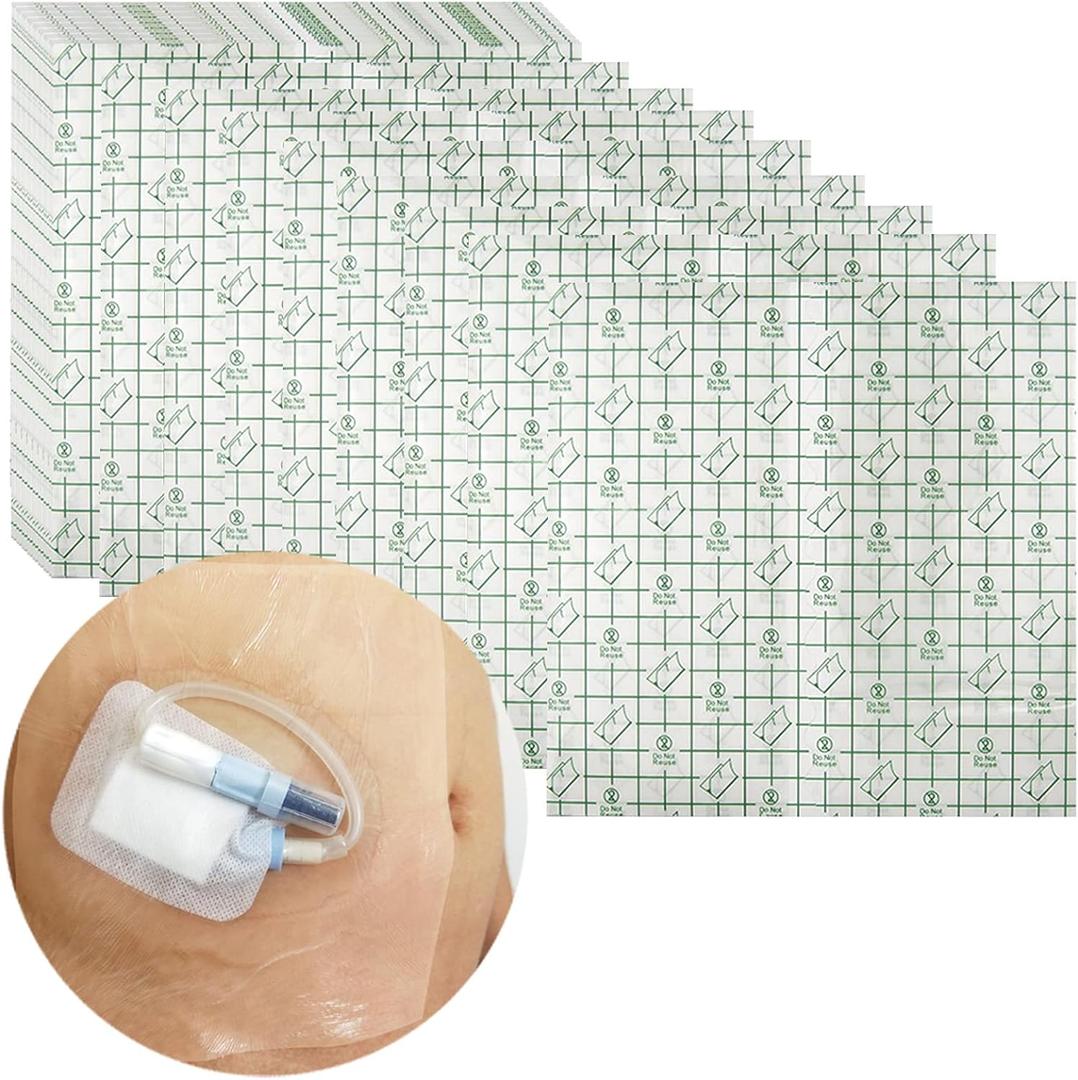 Waterproof Shower Cover Shields for Dialysis Port Picc Line Chest Catheter PD Peritoneal Dialysis Chemo Port Feeding Tube Shower Protector 8" x 8" (Pack of 25)