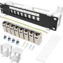 8 Port Patch Panel Keystone Coupler CAT6A Shielded (EC Listed) Wall Mount 10 Inch with 89D Bracket Ethernet Patch Panel (CAT6A)