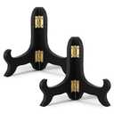 Skrfren Small Plate Stand, 5 Inch Wooden Easel Plate Holder Wooden Display Stand Plates Decorative Plates Holder, Picture Frames Folding Display Stands Desktop Ornaments Artwork DisplayStand, Black