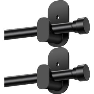 TONIAL Curtain Rods No Drilling for Windows from 54 to 82 Inches, 5/8 Inch 2 Pack Curtain Rod 32 to 86 inch with Adhesive Brackets, Renter Apartment Friendly Adjustable Drapery Rods, Black