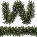 Christmas Garland 9ft with 50 Led, 320 Tips Prelit Fraser Fir Xmas Garland with 50 LED Lights, Lush and Classics Green Style for Indoor Outdoor Home Decoration (Brief-classic_battery)