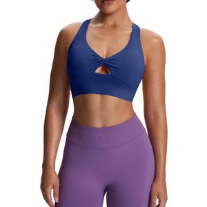 Aoxjox Women's Workout Sports Bras Twist Front Fitness Training Gym Bra Yoga Crop Lola Tank (Large, Bellwether Blue)