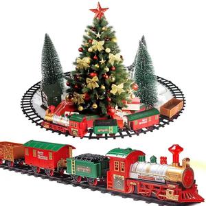 Classic Christmas Train Set with Lights and Sounds Railway Tracks Sets Battery Operated Train Toy Models with 11.5 Ft Tracks Playset for Under The Tree Electronic Toys Gift for Kids