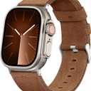 7 x Bandsie Leather Band Compatible with Apple Watch Ultra 3/Ultra 2/Ultra Band 49mm 46mm 45mm 44mm 42mm for Men, Vintage Genuine Suede Leather Wristband Strap for iWatch Series 11 10 9 8 7 6 5 4 SE 3 2 1 (Chestnut Brown)