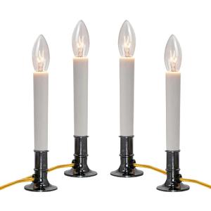 brianvikey 4 Pack Electric Window Candle Lamp with Pewter Plated Base, Christmas Window Candle Light On/Off Switch C26 7 Watt Bulb for Home Decor Holiday Party Christmas