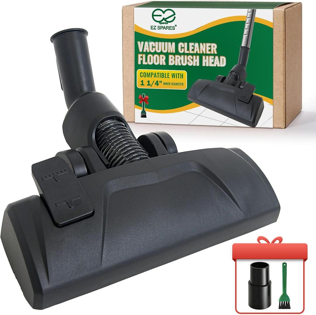EZ SPARES Universal Vacuum Cleaner Floor Brush Head,32/35mm Attachment for Hard Floor and Carpet, 2-in-1 Combo Tool with Swivel Neck and Rolling Wheels, Vacuum Replacement Parts (Black)