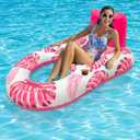 Pool Floats for Adults,Large Inflatable Pool Lounger,Pool Floats Chairs Tanning Bed for Swimming Pool,Party with Cup Holders,Backtest,Foodrest (red)