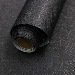 Abyssaly 35.4" x 118" Black Silk Wallpaper Peel and Stick Embossed Self Adhesive Black Contact Paper Removable Kitchen Vinyl Textured Wall Paper Cabinet Furniture Shelf Liner