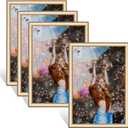 Fkvat 3.5x5 Picture Frame Set of 4, Wallet Size Small Brass Photo Frames for 3.5 x 5, Display Horizontal & Vertical for Desktop and Wall Hanging, Metal Thin Modern and Simple Style (4 Pack)