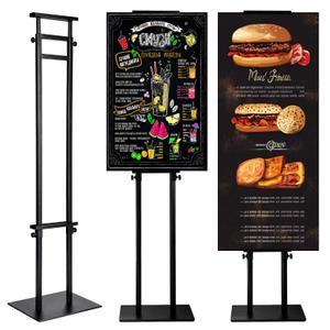 VRFRSX 2Pcs Heavy Duty Poster Stand, Adjustable Sign Holder Height Up to 80 inch, Double-Sided Display Stand for Board & Foam, Metal Sign Stand with Base for Wedding Restaurant Business, Black