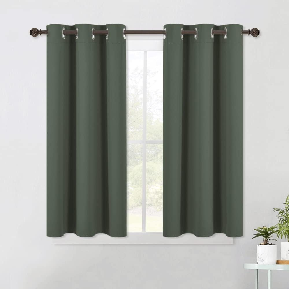 NICETOWN Short Blackout Curtains Noise Reducing, Thermal Insulated and Privacy Room Darkening Drape Panels for Boy's Guest Room Door Small Short Window (Dark Mallard, 2 Panels, W42 x L45 -Inch)