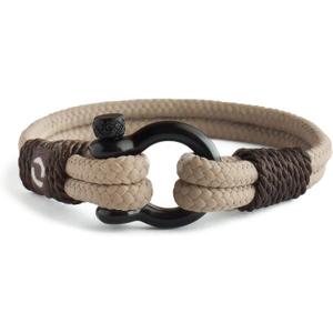 Mens Rope Bracelet - Stainless Steel Black Shackle, Extremely Durable and Scratch Resistant Waterproof Paracord, Handmade, Nautical Wristband for Men (Beige) Man 7.75