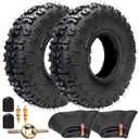 FVRITO 2 Pack of 4.10-4 410-4 4.10/3.50-4 Tire with Inner Tube for Lawn Mowers Garden Rototiller Snow Blower Mowers Hand Truck Wheelbarrow Go Cart Kid ATV