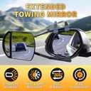 Extend Car Towing Mirror with 360 Degrees Rotation, Anti-Slip Clamp On Tow Mirrors Extensions for Auto RV Adjustable Driving, 2 Pieces