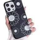 Flower Phone Case for iPhone 15 Case,Sunflower Floral Pattern Design,Cute Stylish Protective for Women Girls Phone Case,for iPhone 13-Black