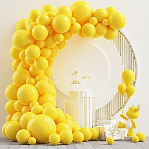 NISOCY Yellow Latex Balloon Arch Kit, 102PCS 18In 12In 10In 5In Yellow Balloons Arch Garland for Birthday, Baby Shower, Wedding, Sunflower, Honeybee Lemon,Yellow Theme Decoration with 33ft Ribbon
