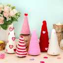 Giegxin 6 Pcs Valentine's Day Cone Tree Table Decorations, 3 Size Mini Tabletop Trees Valentine's Heart Style Pink Red White Yarn Decorations for Table Holiday Party Wedding Home Decor Gift for Her