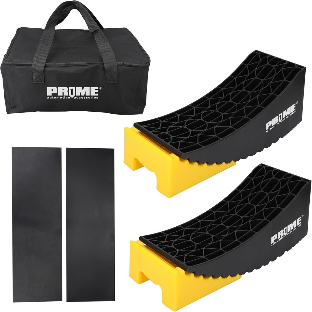 PRIME 1 RV Camper Levelers 6-Inch, 2 Packs Heavy Duty Wheel Chock Ramp for RVs, Campers & Trailers, Tire Stop Block & Trailer Wheel Stop Honeycomb Grip, Anti-Slip Base for Cars, Trucks, SUVs