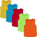 Phedrew 4 Pack Boys Youth Kids Mesh Athletic Quick Dry Tank Tops Moisture Wicking Active Sleeveless Shirts (Age 4-5)